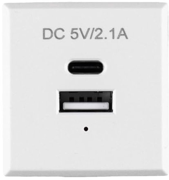 FT-012A Witte USB PD Oplaadstekker, Ingebouwd Module voor Slimme Kantoor Meubels, 2 Stopcontacten, 2 USB Poorten, 18W Snelladen, Overbelasting Bescherming, PVC V-0, Vlamvertragend