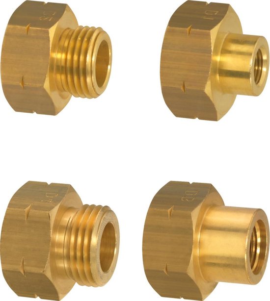 Füll-Set Flaschen - Gasadapter Set - Flaschen Vullen - Genummerde Adapters - Set D1-D4 - Goud