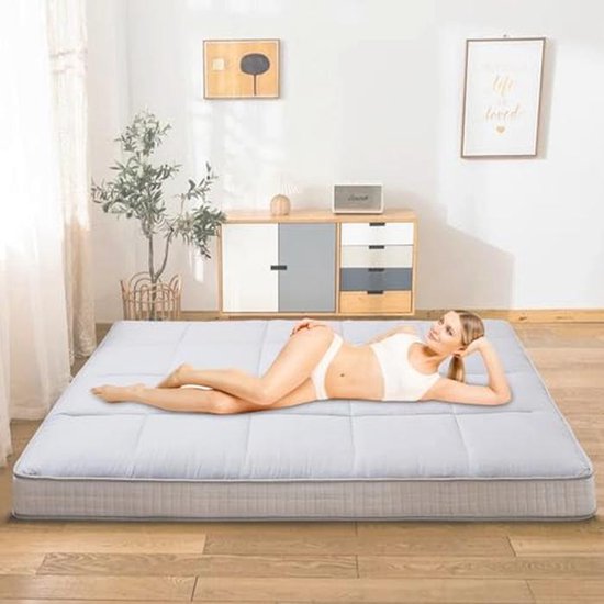Futon Matras 100 x 200 cm | Vouwmatras 10 cm dik | Japanse Vloermat | Opvouwbare en Ademende Matras voor Camping en Logeerbed van Merkloos