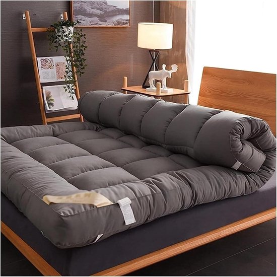Futon Matras - Japanse Bedding Vloermat - Comfortabel Slapen - Quilted Ergonomisch Ontwerp - 80x190 cm - Grijs
