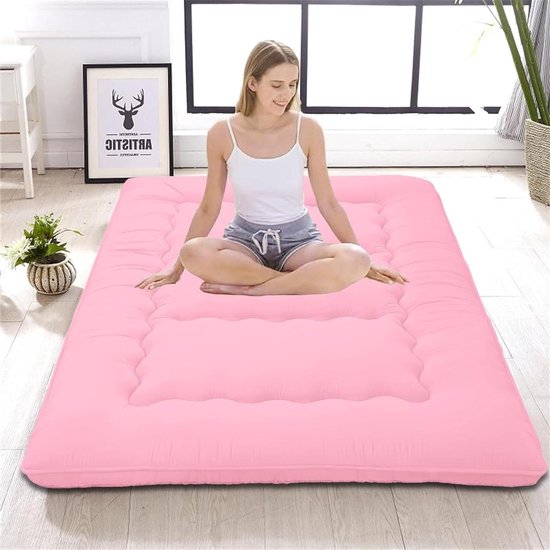 Futon Matras - Japanse Futon, Dikke Japanse Vloer Slaapmat Opvouwbaar, Oprolbaar Matras Gemakkelijk Op te Bergen En Mee Te Nemen, Futon Matras Voor Kamperen En Logeerkamer