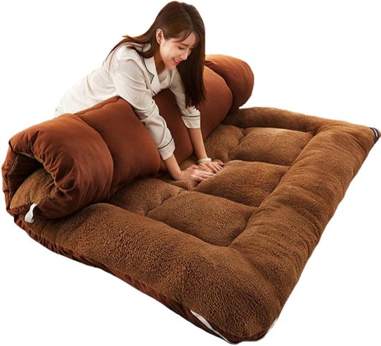 Futon Matras - Japanse Matras Vloer - Comfortabel Slapen - Opvouwbaar en Draagbaar - 150x200 cm - Bruin