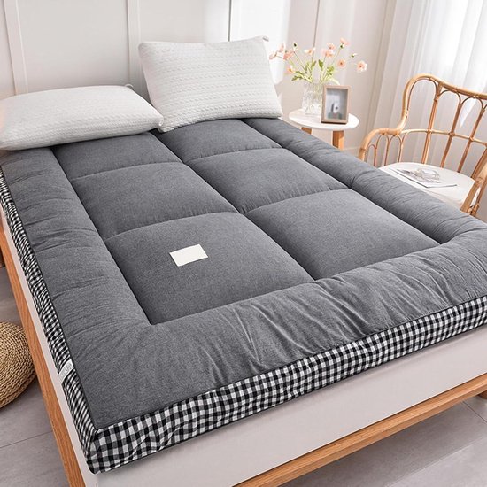 Futon matras - Opvouwbaar matras vloer - Logeren en reizen - Dons gevuld - 200x220cm - Grijs