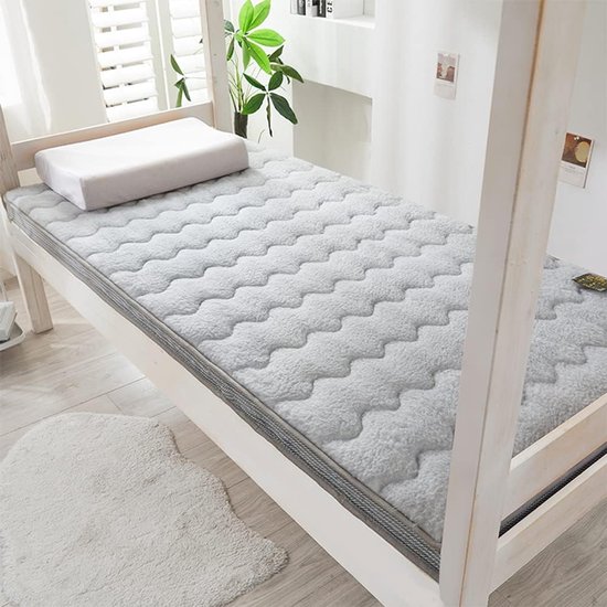 Futon Matras - Rolmatras Tatami - Kamperen en Reizen - Zachte Pluche Stof - 180x200cm - Grijs