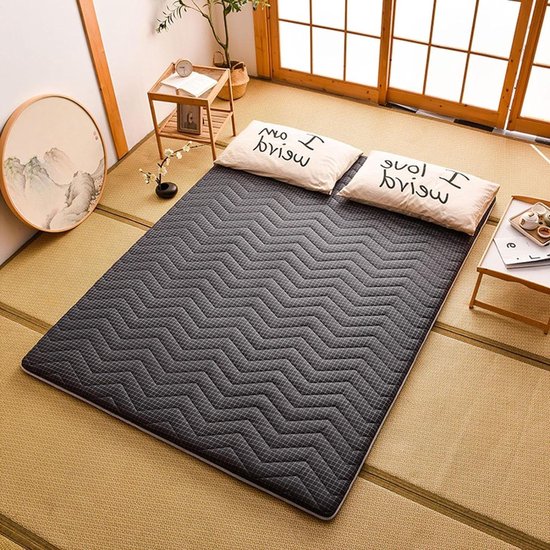 Futon Matras - Rolmatras Vloermatras - Ruimte Besparen - Ademend Gebreid - 150x200CM - Grijs