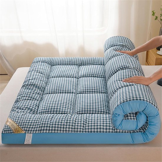 Futon Matras Vloer - Opvouwbaar Slaapmatje - Comfortabel Slapen - 8 Cm Dik Comfort - 120x190cm - Blauw