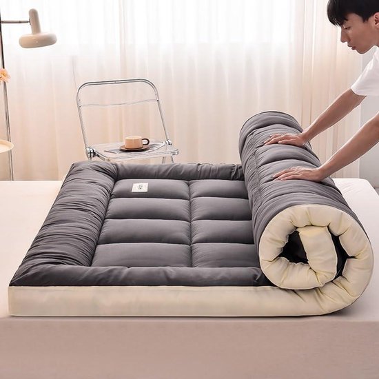Futon matras - Vloerbed - Comfortabel slapen - Verdikte vulling - Opvouwbaar - Grijs