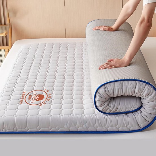 Futon Matras - Vloermatras Opvouwbaar - Comfortabel Slapen - Ademende Vulling - 200x200 cm - Lichtgrijs