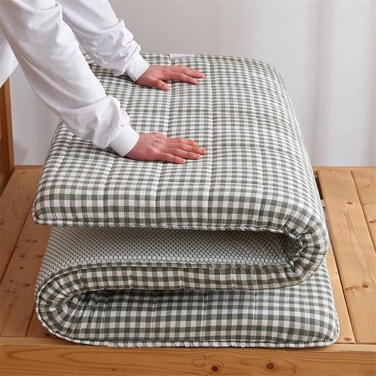 Futon Matras - Vloermatras Tatami - Comfortabel Slapen - Draagbaar Opvouwbaar - 90x200cm - Groen