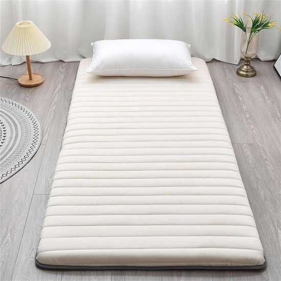 Futon Matras - Vloermatras Tatami - Comfortabel Slapen - Zacht Lamsvel - 90 x 200 cm - Wit