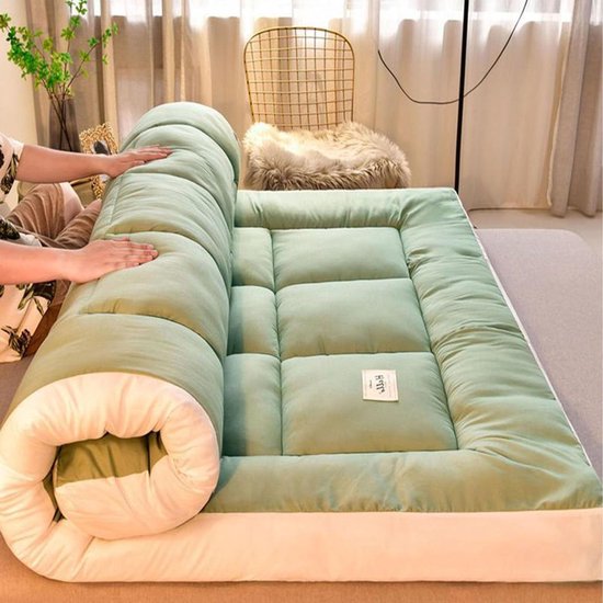 Futon Tatami Matras - Japanse Vloermatras - Comfortabel Slapen - Huidvriendelijke Stof - 60x120cm - Groen