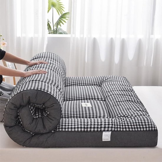 Futon Vloermatras - Oprolbaar Matras - Comfortabel Slapen - Gelijkmatige Vulling - 90x200 cm - Grijs