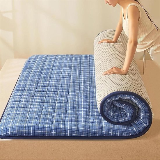 Futon Vloermatras - Opvouwbaar Matras - Comfortabel Slapen - Ergonomisch Ontwerp - King 180x200cm - Blauw