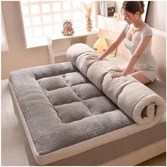 Futon Vloermatras - Tatami Matras Campingmat - Comfortabel Slapen - Gelijkmatige Vulling - 120x200 cm - Grijs
