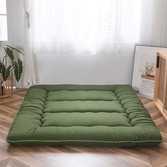 Futonmatras 1-persoons - Groene microvezel - Dikke tatami mat - Ideaal voor slaapcomfort - ShopVlot