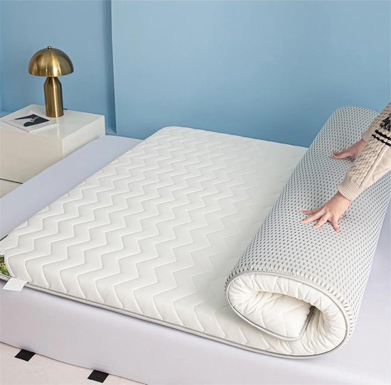 Futonmatras Opvouwbaar - Vloermatras Slaapmat - Comfortabel Slapen - Ademend Vierlaags Ontwerp - 80 x 190 cm - Wit