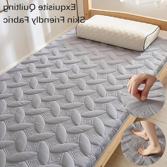 Futonmatras - Slaapmatras Vloer - Comfortabel Slapen - Opvouwbaar en Draagbaar - 180x200cm - Grijs