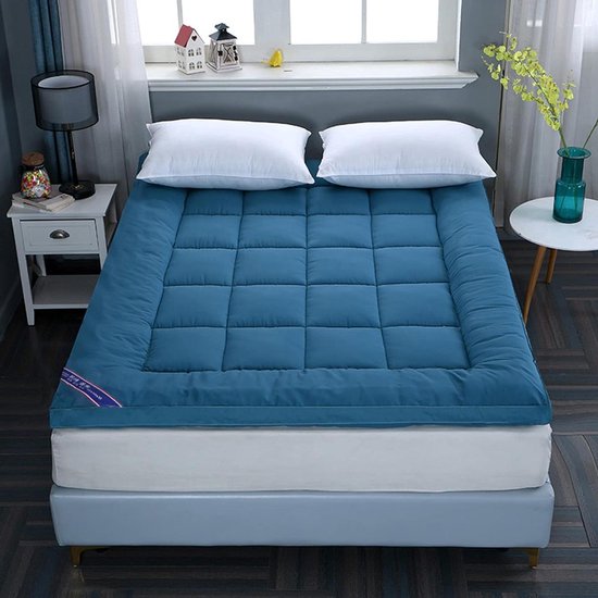 Futonmatras - Tatami matras vloermatras - Comfortabel slapen - Opvouwbaar en draagbaar - 90 x 200 cm - Blauw