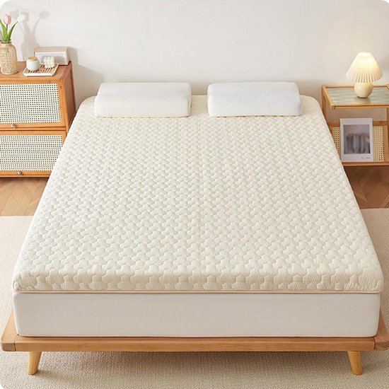 Futonmatras - Vloerbed Japanse Stijl - Ruimtebesparend Slapen - Ademende Katoenstof - 80x190cm - Wit