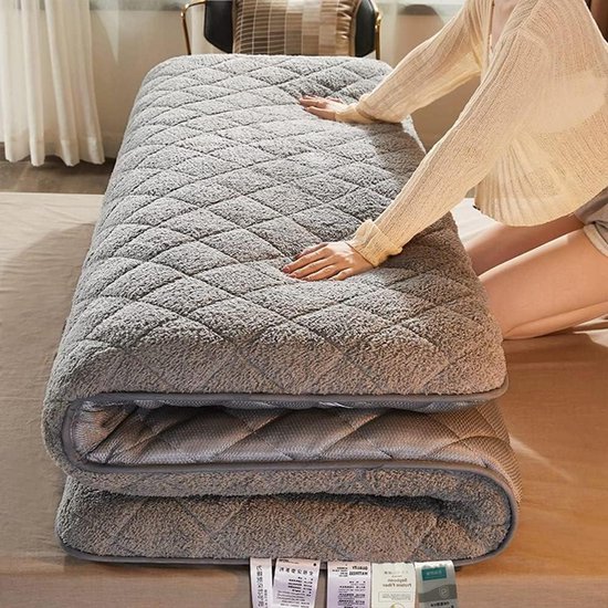 Futonmatras - Vloermatras - Gasten slapen - Opvouwbaar ontwerp - 150x200cm - Grijs