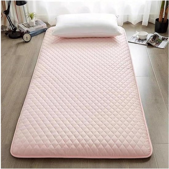 Futonmatras Vloermatras - Japanse Mat Logeermatras - Comfortabel Slapen - Extra Dik Gewatteerd - 135x200cm - Roze