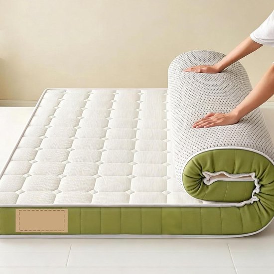 Futonmatras Vloermatras - Japanse Slaapmat - Comfortabel Slapen - Extra Dik Ergonomisch - 90x200 cm - Groen