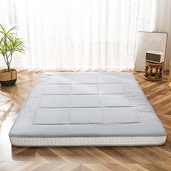 Futonmatras - Vloermatras Logeerbed - Comfortabel Slapen - Extra Dik Gewatteerd - 90 x 190 cm - Grijs