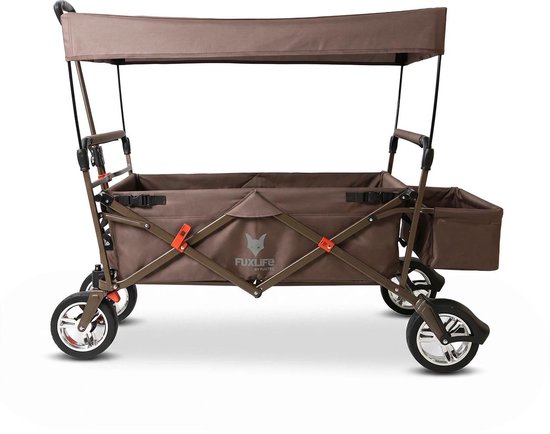 FUXLIFE by FUXTEC CT500 Bolderkar Handkar - Opvouwbaar - Bruin - Compacte Transportwagen voor Stad & Vakantie - Max. 75kg