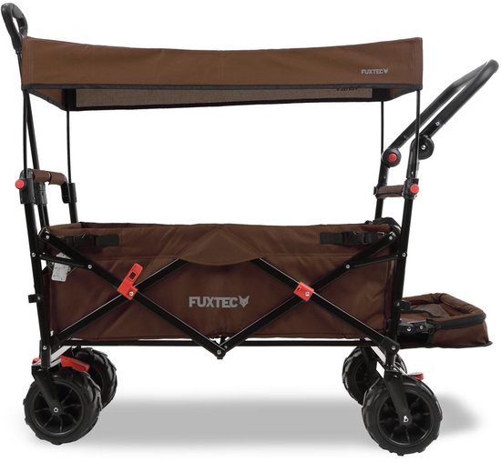FUXLIFE by FUXTEC CTB800 Strand Bolderkar - Beach Handkar - Bruin | Ideaal voor Zand & Zee - Opvouwbare Transportwagen - Max. 75kg
