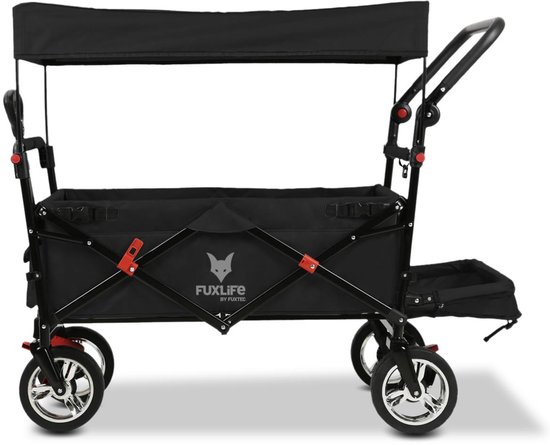 FUXLIFE by FUXTEC handkar FX-CT800 Comfort vouwbaar - Zwart - Transportwagen met zonnekap - Uitbreiding interieur
