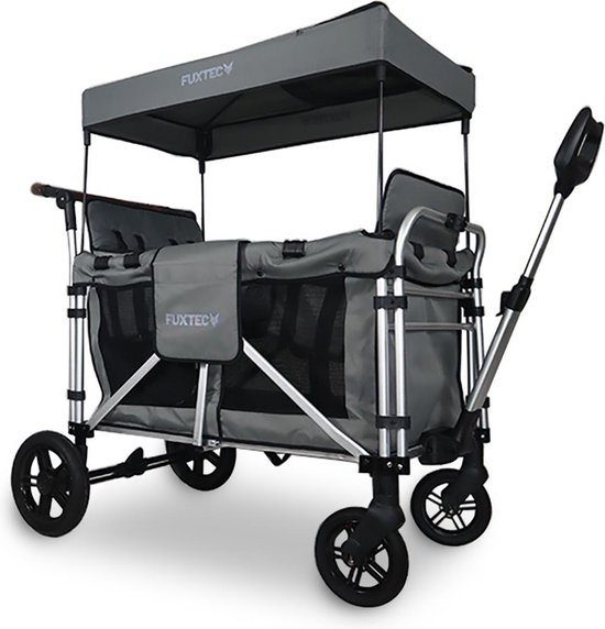 FUXLIFE CTXL900 Family Cruiser Bolderkar Grijs – Opvouwbare Tuintrolley met 4 Zitplaatsen, Afneembare Banken & Draagvermogen 75 kg van Merkloos