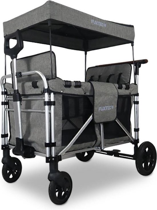 FUXLIFE CTXL900 Family Cruiser Bolderkar Premium Grey – Opvouwbare Tuintrolley met 4 Zitplaatsen, Afneembare Banken & Draagvermogen 75 kg van Merkloos