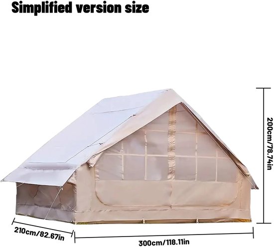 Fytura - Opblaasbare Kampeertent 4-8 Personen – Waterdicht – Vierseizoenen – Draagbaar - 3x2.1x2m enkele deur– Met Ramen – TPU Frame – Oxford Stof – Beige van Merkloos