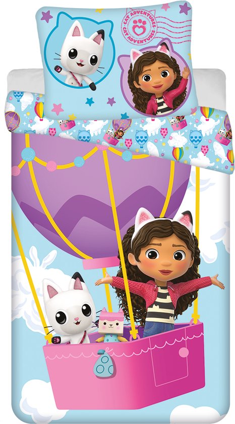 Gabby's Dollhouse Dekbedovertrek luchtballon - 140 x 200 cm - Katoen van Merkloos