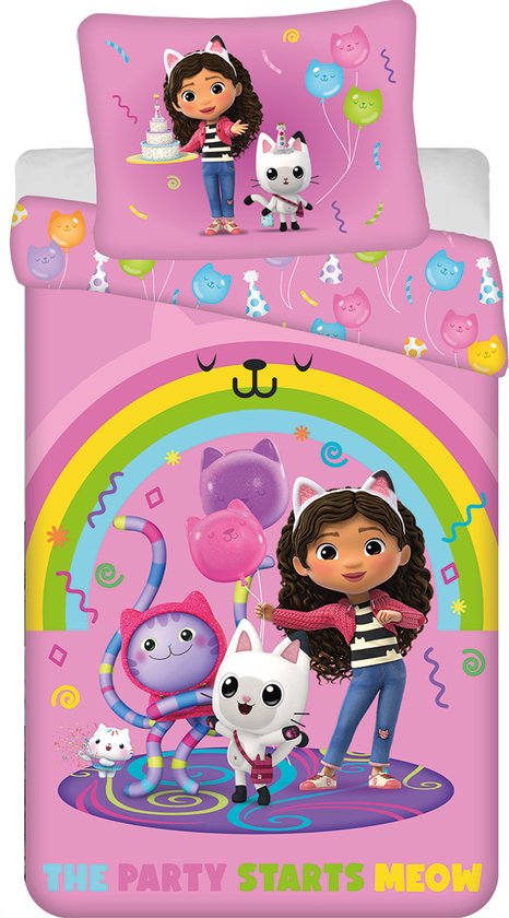 Gabby's poppenhuis Dekbedovertrek Rainbow Party - 140 x 200 cm / 70 x 90 cm - Polyester van Merkloos