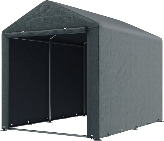 Garage Tent 1,6 x 2,18 x 1,72 m – Opslagtent met UV-Bescherming en Ritssluiting Deur – Weerbestendige Storage Tent – Grijs