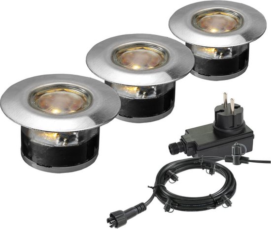 Garden Lights: Acis Grondspot Set (3st) - Zilvergrijs van Garden