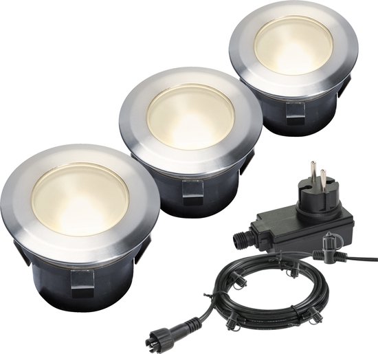 Garden Lights: Larch Grondspot Set (3st) - Zilvergrijs van Garden