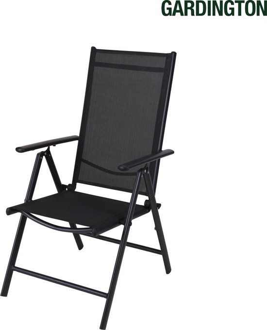 Gardington Tuinstoel - Terras/Tuin/Camping – Weerbestendige Tuinstoel – Campingstoel – Tuinstoel – Verstelbaar en Opklapbaar – Antraciet