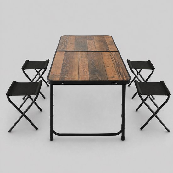 Gardlov Inklapbare Tuintafel met 4 Stoelen – Opvouwbare Campingset in Koffermodel – Verstelbare Hoogte – Tuin, Balkon, Terras & Camping