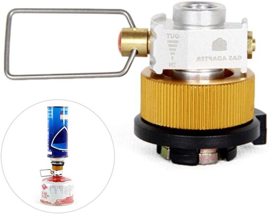 Gas Adapter Set - Gas Converter - Kamperen Gas Bijvullen - Met Drukontlasting - 75 mm - Zilver