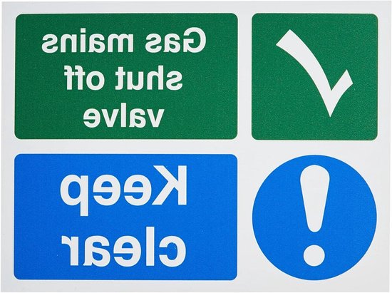 Gas Afsluiter Sign - Waarschuwingsbord Gas - Gasleiding Markeren - Semi-hard Plastic - 200mm x 150mm - Rood