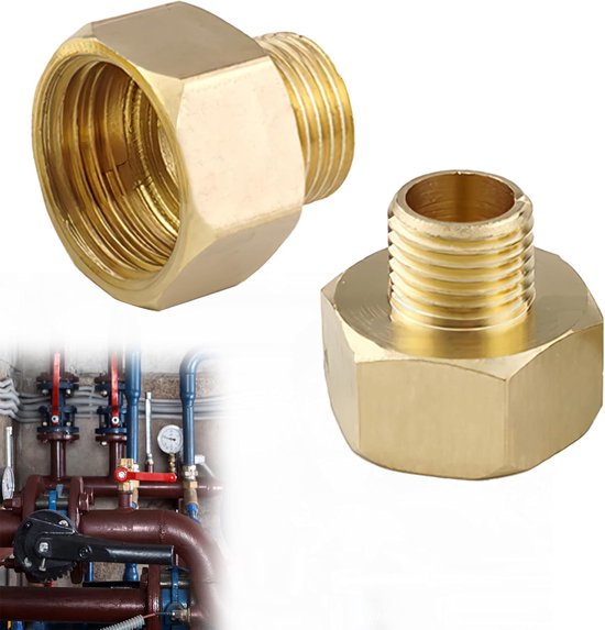Gas Bottle Adapters Set - 2 Pcs Gas Hose Adapter - 1/2 Inch Rechtdraad naar 1/4 Inch Rechtdraad Messing Gasfornuis van Merkloos