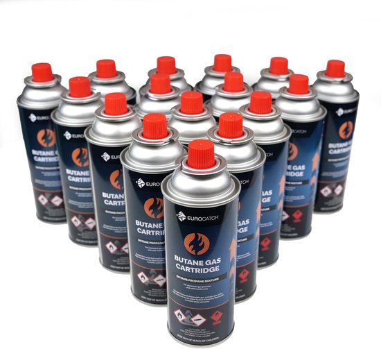 Gas cartridge 16 stuks - butaan gas - 227g - ideaal voor camping en barbecue