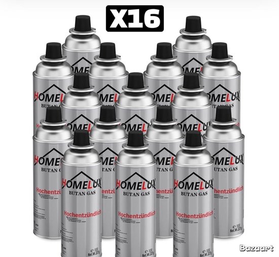 Gas Cartridge - Butaangas - Gasflessen - Gasbussen - Butaan Gasbussen - Navulling - 227g - 16 Stuks - Noodpakket- camping-outdoor-Butaan gasbussen - 16 stuks voordeelverpakking van Merkloos