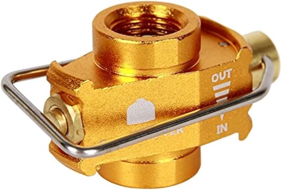 Gas Converter Adapter - Tank Adapter - Kamperen Gas Bijvullen - Met Drukklep - 4.5 x 2.5 cm - Goud