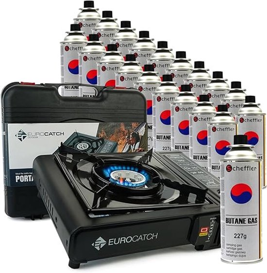 Gas Kooktoestel – 2500 Watt – Inclusief 20 Gasbussen – Met Draagkoffer – Regelbare Vlam van Merkloos