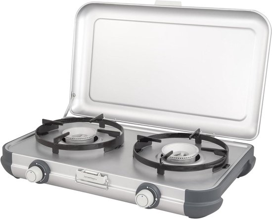 Gas Kooktoestel - Kampeer Kookplaat - Buiten Koken - Twee Volledig Instelbare Brander - 49 x 35 x 10 cm