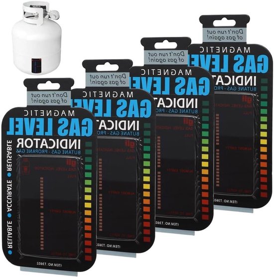 Gas Niveau Indicatoren - Gasmeter - Barbecue Controle - Herbruikbaar - 4 stuks - Zwart