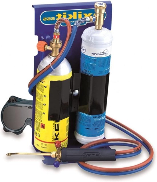 Gas Post Set - Brandertje met Gas - Lassen en Soldeerwerk - Professioneel Italiaans Vakmanschap - 36 cm Hoog - Zilver